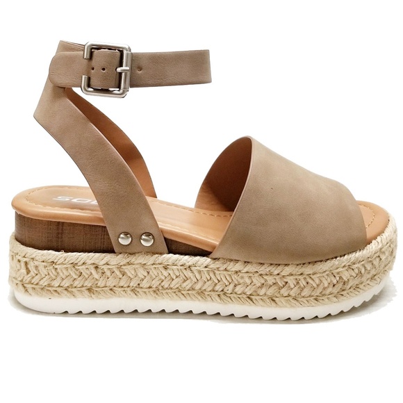 Soda Natural Platform Espadrilles Flatform Sandals - Picture 2 of 4